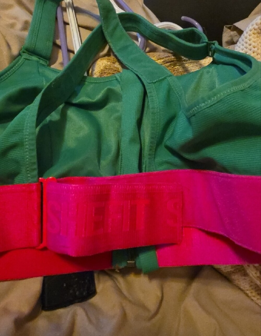 SHEFIT Green Sports Bra with Hot Pink Band - Picture 4 of 6